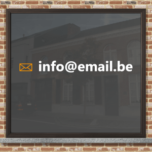 raamsticker met e-mail adres en pictogram