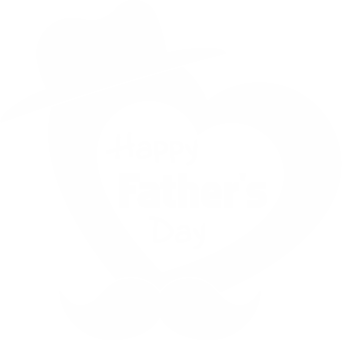 Raamsticker Happy Father's Day in hart met hoed en snor
