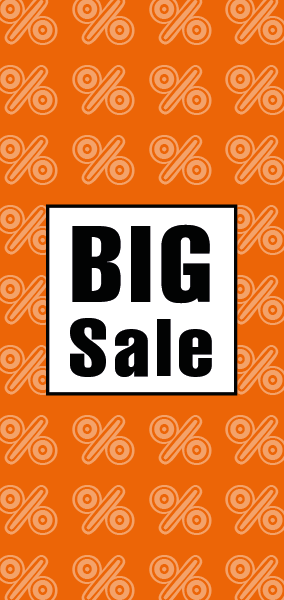 Etalage banner BIG Sale in vierkant en gekleurde achtergrond met procenttekens