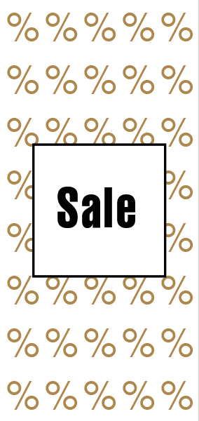 Etalage banner Sale in vierkant en procenttekens op witte achtergrond