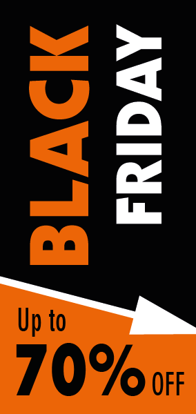 Etalage banner Black friday met kortingspercentage naar keuze