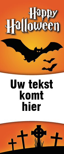 Etalage banner Happy Halloween gepersonaliseerd met eigen tekst