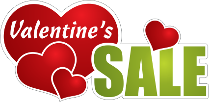 Raamsticker Valentine's Sale met hartjes