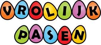 Raamsticker Vrolijk Pasen in kleurrijke paaseieren