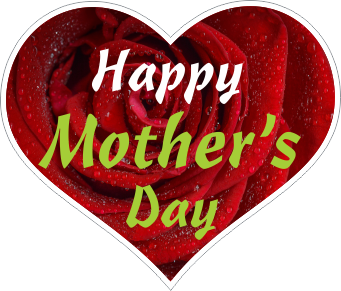 Raamsticker Happy Mother's Day in hartje met roos