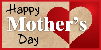 Raamsticker Happy Mother's Day op achtergrond met hartje half rood