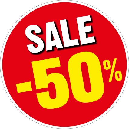 Raamsticker Sale kortingsbal -50%