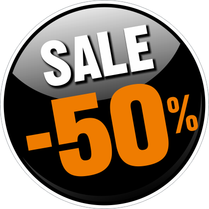 Raamsticker Zwarte kortingsbal met procent naar keuze