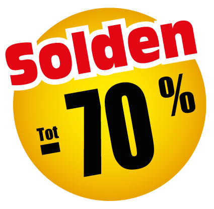 Raamsticker Solden met korting in bol rood-geel-zwart