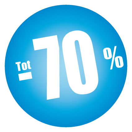 Raamsticker korting rond wit-blauw