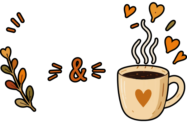 Raamsticker Tijd voor warmte en sfeer met een kopje koffie en hartjes