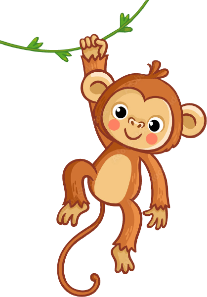 Muursticker Schattig hangend aapje uitgesneden