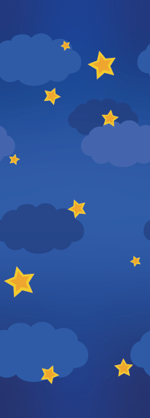 Behang banner Patroon met sterren en wolkjes op blauwe achtergrond