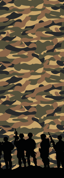 Behang banner Camouflage leger patroon fijn in groen-bruin-beige-zwart
