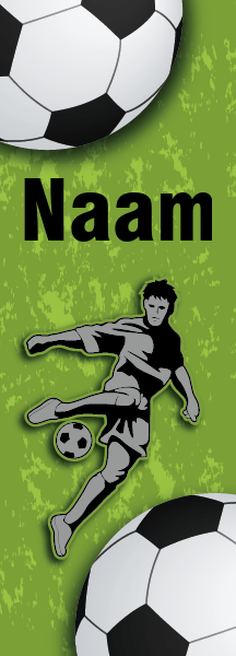 Behang banner gepersonaliseerd met naam en voetballer op groene achtergrond