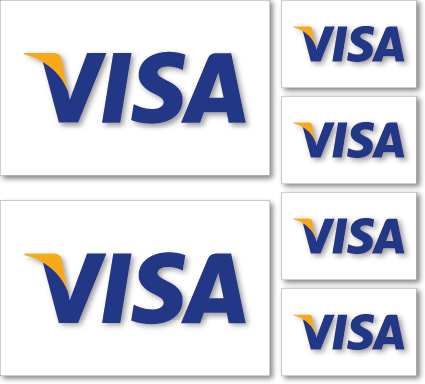 Sticker set met 6 Visa logo's