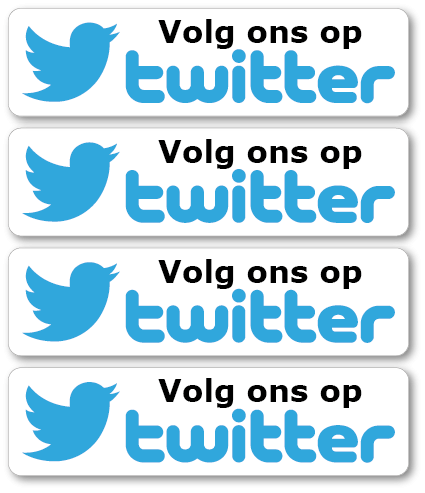 Sticker set met 4 volg ons op Twitter stickers