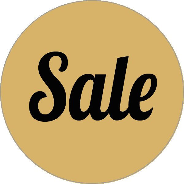 Productsticker Sale in zwart op ronde gekleurde achtergrond