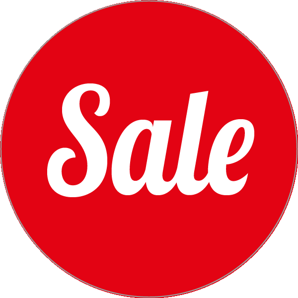 Productsticker Sale in wit op ronde gekleurde achtergrond