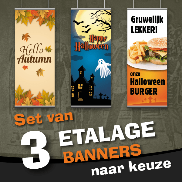 Etalage banner Voordeel set herfst - Halloween - Black Friday met 3 banners naar keuze