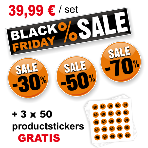 Raamsticker Black Friday Sticker set met 150 productstickers