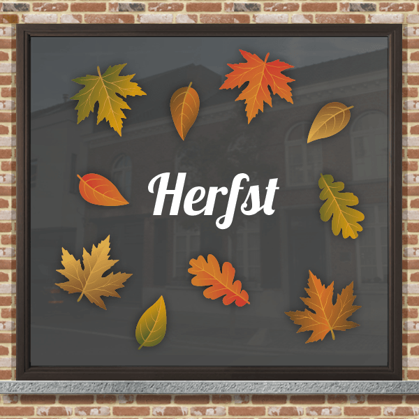 Raamsticker Sticker set met Herfst en 10 herfstbladeren als herfstdecoratie