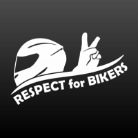 Respect for Bikers met motorhelm en motorgroet