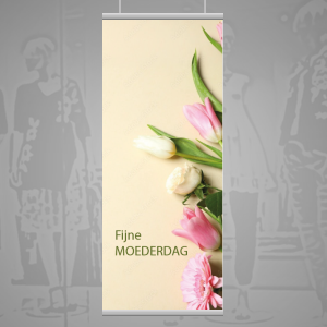 Fijne Moederdag op pastelgele achtergrond met bloemen