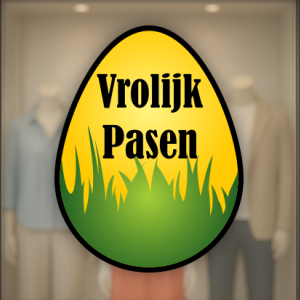 Vrolijk Pasen in paasei met gras