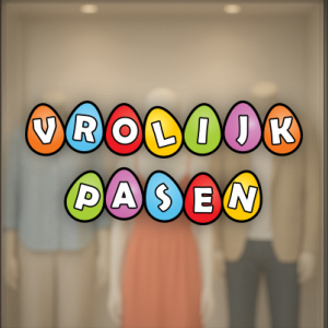 Vrolijk Pasen in gekleurde paaseitjes