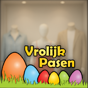 Vrolijk Pasen met gekleurde eitjes in het gras