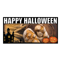 Halloween voor bakkerijen met brood en graanstengels