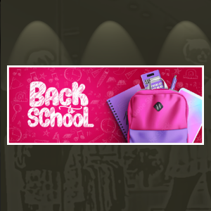 Back to school met schoolgerei in roze rugzak