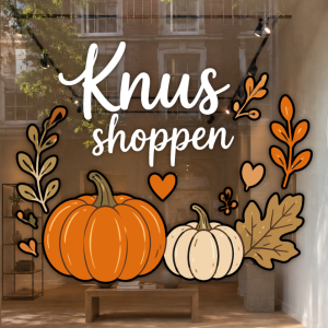 Herfst Knus shoppen met pompoenen bladeren en hartjes