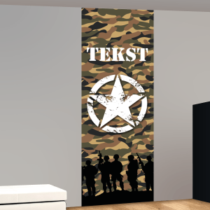 Stoer leger camouflage patroon in groen-bruin-beige-zwart met ster en soldaten