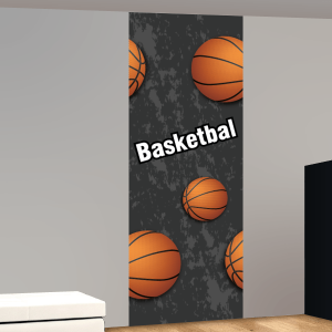 basketballen patroon en basketbal in wit op donkergrijze grunge achtergrond
