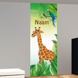 Jungle thema met giraf, papegaai en naam