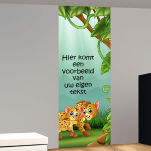 Cartoon hyena's in de jungle met eigen tekst