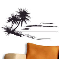 Palmbomen aan zee
