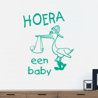 Ooievaar en hoera een baby