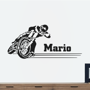 Slippende crossmoto + naam