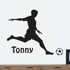 Voetbalspeler met tekst