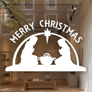 Kerststal met Merry Christmas