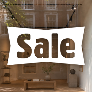 Sale met doorzichtige letters