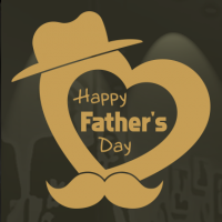 Happy Father's Day in hart met hoed en snor
