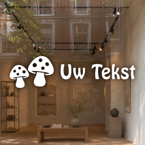 2 paddenstoelen en eigen tekst uitgesneden