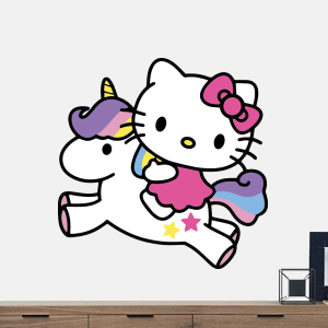Hello Kitty op unicorn full-color geprint