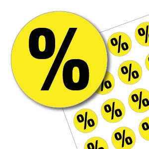 rond met procentteken in zwart op gekleurde achtergrond