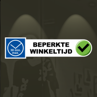 Sticker beperkte winkeltijd 30 minuten met pictogram