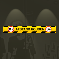 Sticker Anderhalve meter afstand houden geel-zwart met 1,5 m in gebodsborden